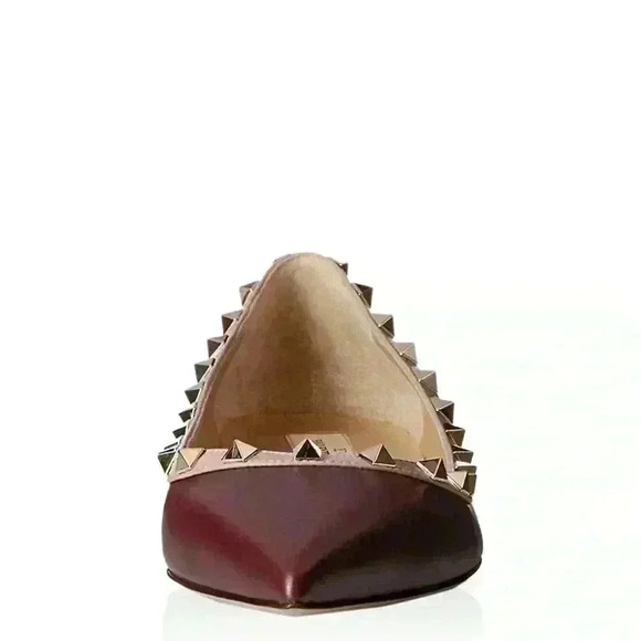 VALENTINO GARAVANI Rockstud Calfskin Leather Pointed Ballet Flats - Picture 9 of 16